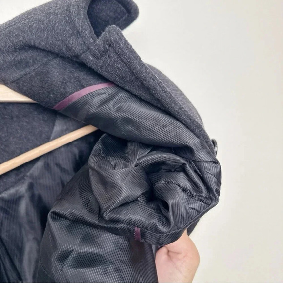 Calvin Klein  Womens 6 Wool Belted Colorblock Mid Length Coat In Grey Black - Picture 16 of 16